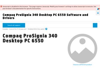 ProSignia 340 Desktop PC 6550 driver download page on the HP site