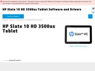 Slate 10 HD 3500us driver download page on the HP site