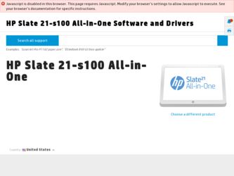 Slate 21-s100 driver download page on the HP site
