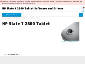 Slate 7 2800 driver download page on the HP site