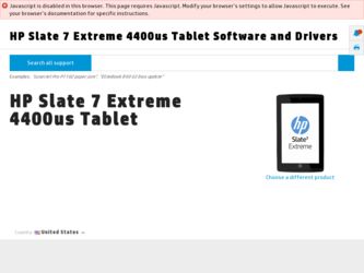 Slate 7 Extreme 4400us driver download page on the HP site