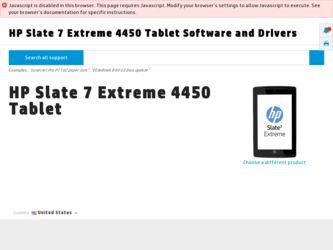 Slate 7 Extreme 4450 driver download page on the HP site