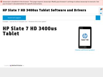 Slate 7 HD 3400us driver download page on the HP site