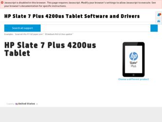Slate 7 Plus 4200us driver download page on the HP site