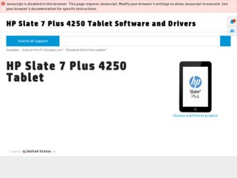 Slate 7 Plus 4250 driver download page on the HP site