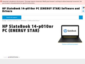 SlateBook 14-p010nr driver download page on the HP site