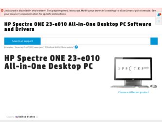 Spectre ONE 23-e010 driver download page on the HP site