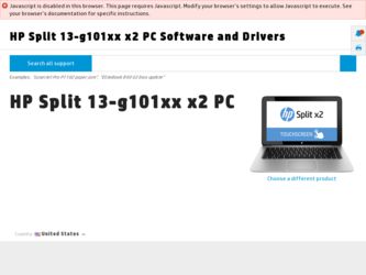 Split 13-g101xx driver download page on the HP site