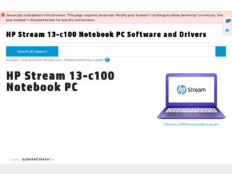 Stream 13-c100 driver download page on the HP site