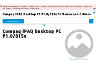 iPAQ Desktop PC P1.0/815e driver download page on the HP site