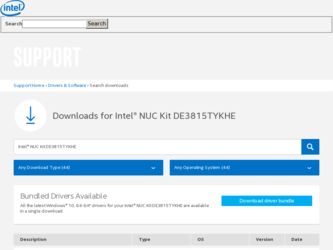 DE3815TYKHE driver download page on the Intel site