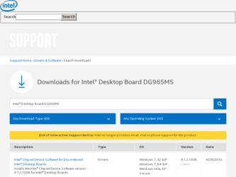 DG965MS driver download page on the Intel site