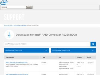 RS25NB008 driver download page on the Intel site