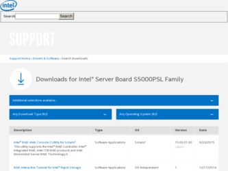 S5000PSL driver download page on the Intel site