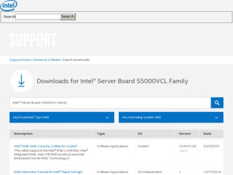 S5000VCL driver download page on the Intel site