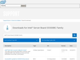 S5500BC driver download page on the Intel site