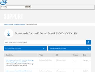 S5500HCV driver download page on the Intel site