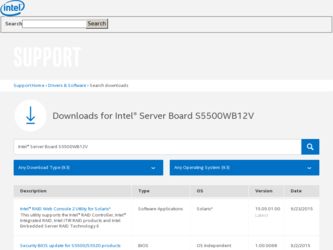 S5500WB driver download page on the Intel site