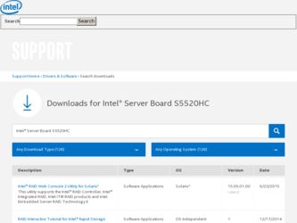 S5520HC driver download page on the Intel site