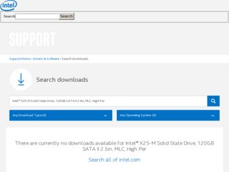 X25-M driver download page on the Intel site