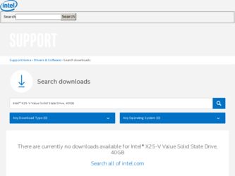X25-V driver download page on the Intel site