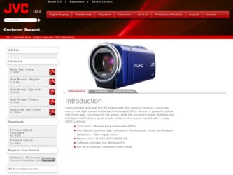GZ-E10 driver download page on the JVC site
