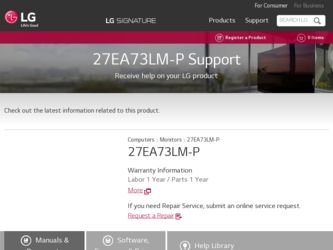 27EA73LM-P driver download page on the LG site