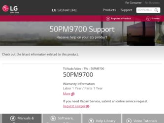 50PM9700 driver download page on the LG site