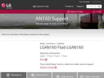 AN160 driver download page on the LG site