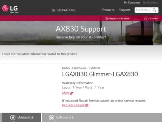 AX830 driver download page on the LG site