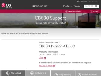 CB630 driver download page on the LG site