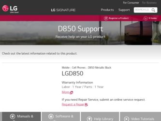 D850 Metallic driver download page on the LG site