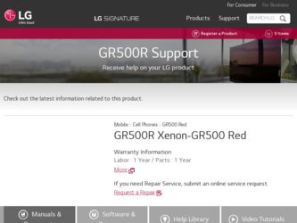 GR500 driver download page on the LG site