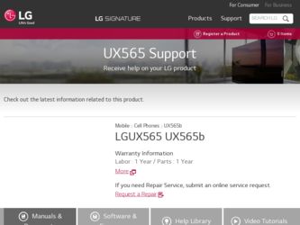 UX565b driver download page on the LG site