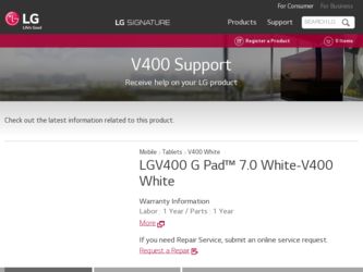 V400 driver download page on the LG site