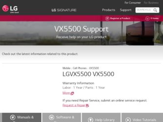 VX5500 driver download page on the LG site