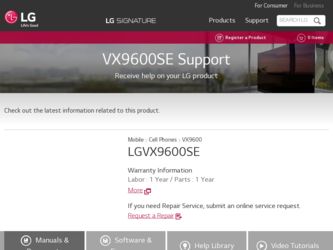 VX9600 driver download page on the LG site