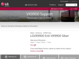 VX9900 driver download page on the LG site