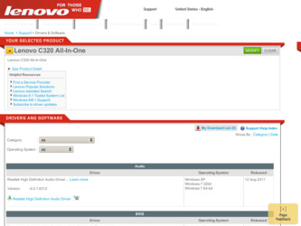C320 driver download page on the Lenovo site