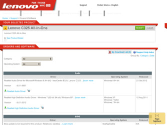 C325 driver download page on the Lenovo site
