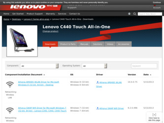 C440 Touch driver download page on the Lenovo site
