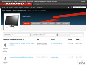 C460 driver download page on the Lenovo site