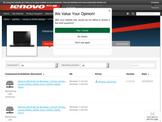 G400s Touch driver download page on the Lenovo site