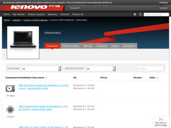 G405 driver download page on the Lenovo site