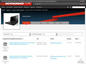 G410s Touch driver download page on the Lenovo site