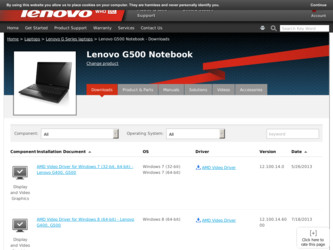 G500 driver download page on the Lenovo site