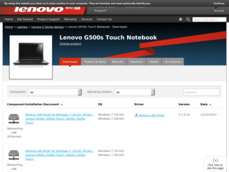 G500s Touch driver download page on the Lenovo site