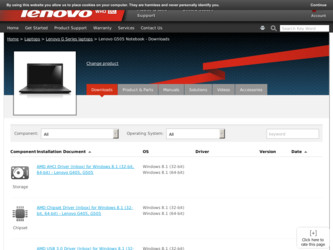 G505 driver download page on the Lenovo site