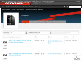 H520e driver download page on the Lenovo site