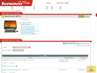 IdeaCentre B510 driver download page on the Lenovo site